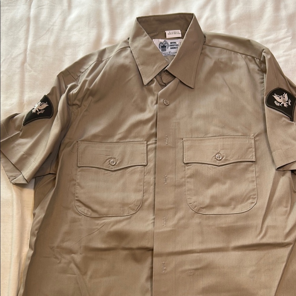 Omega Khaki Short Sleeve Dress Shirt